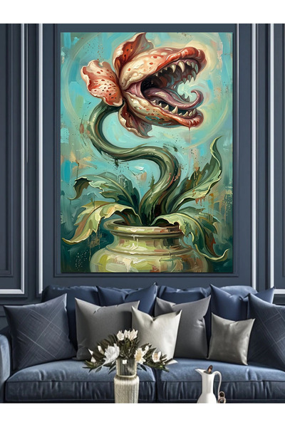 Artmeg Pânză decorativă cu design de plante cu dinți de lup în ghiveci - Masă...
