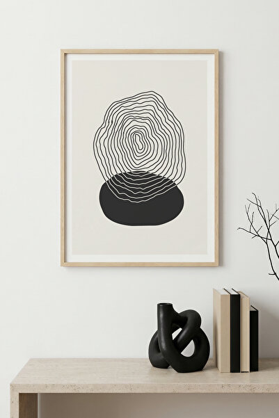 huhuli Tablou abstract cu ramă din lemn natural I Huhu1551