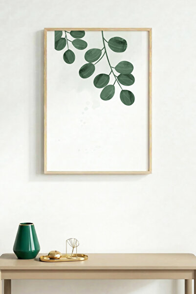 huhuli Natural Wood Framed Leaf Patterned Painting - Minimal |   Huhu1637