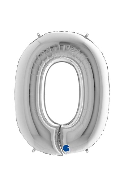 İrem Parti Dükkanı Number (0) Silver Foil Balloon - 40 Inch 100 Cm
