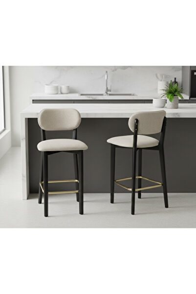Tunçay Sandalye 2'li Set Milan Siyah Ahşap Counter Bar Sandalyesi Ada Mutfak ...