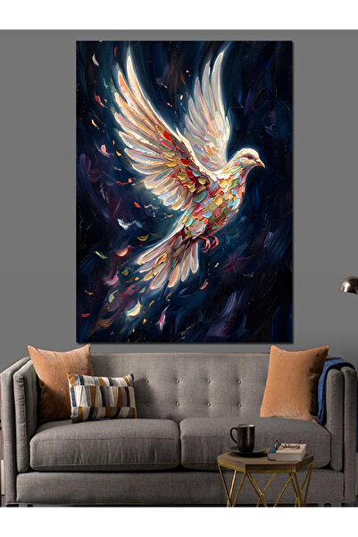 Artmeg Porumbel alb strălucitor cu aripile deschise, pânză decorativă - Tablo...