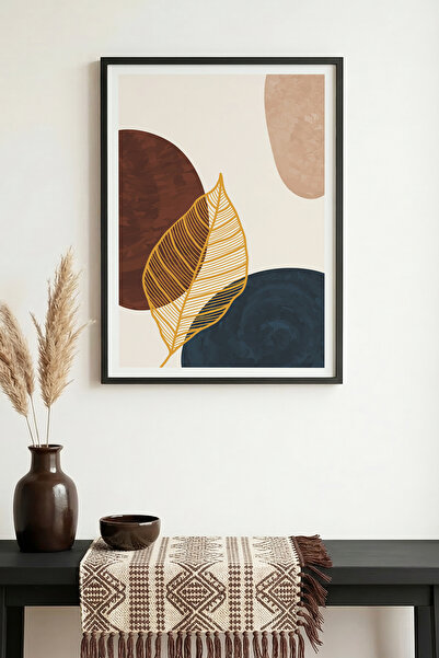 huhuli Τραπέζι με μίνιμαλ σχέδιο φύλλων με φυσικό ξύλινο πλαίσιο - Ζωντανοί τ...