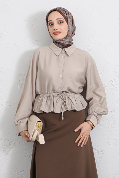 Salih Çelebi Belden Tunnel Lace-Up Shirt Y0117 - Stone Color