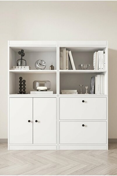 FOR WOMAN DESİGN Ahşap Çok Amaçlı Dolap 4 Kapak Modern Geniş Depolama