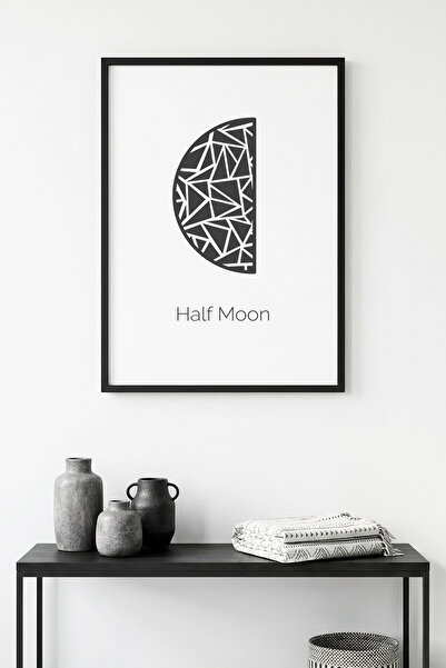 huhuli Γεωμετρικός πίνακας με μοτίβο μισού φεγγαριού με φυσικό ξύλινο πλαίσιο...