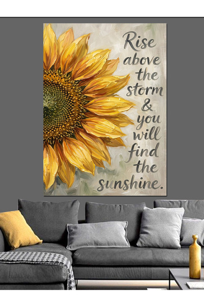 Artmeg Pânză decorativă cu floarea-soarelui și textul „Hope” - Masă din lemn MDF