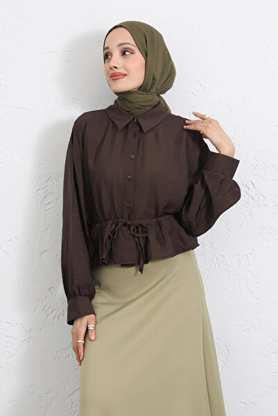 Salih Çelebi Belden Tunnel Lace-Up Shirt Y0117 - Brown