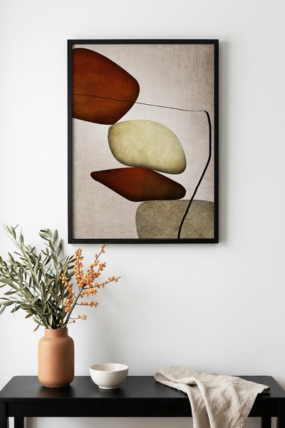 huhuli Αφηρημένος πίνακας με μοτίβο πέτρας με φυσικό ξύλινο πλαίσιο - Παστέλ ...