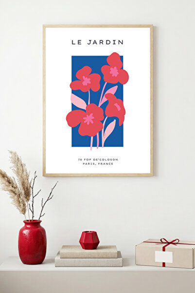 huhuli Tablou cu model floral înrămat în lemn natural - Tonuri vii |   huhu1600