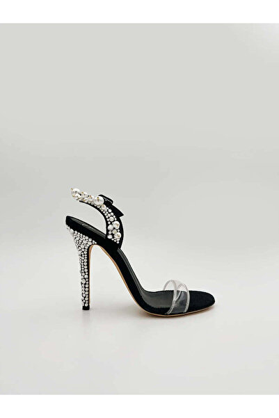 Giuseppe zanotti PEARL AND CRYSTAL SANDAL IN BLACK