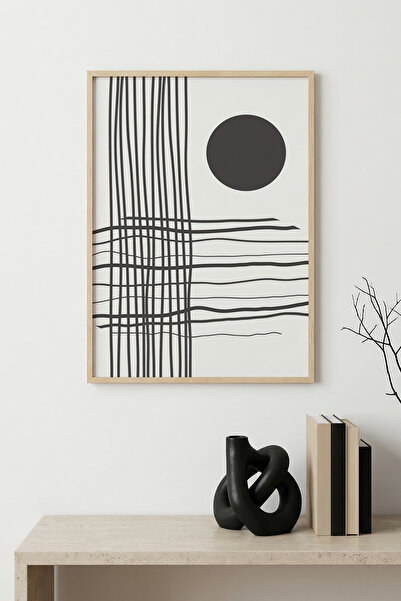 huhuli Tablou abstract cu ramă din lemn natural I Huhu1382