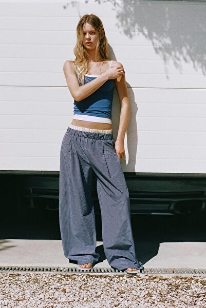 Pull & Bear Kareli bol pantolon