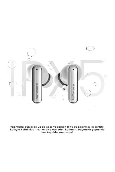 HiFuture Sonic Bluetooth Kulaklık 5.3 IPX5 Su Geçirmez ENC 4 Mikrofonlu TWS Kulaklık İçi Kulaklık Siyah