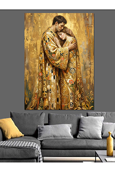 Artmeg Διακοσμητικός καμβάς σε στυλ Gustav Klimt με ζευγάρι που αγκαλιάζεται ...
