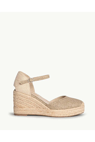 Corina GLITTERED FABRIC WEDGE IN TAUPE