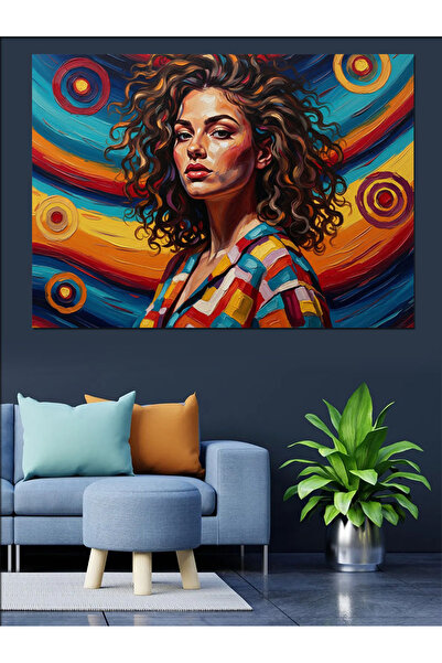 Artmeg Pânză decorativă modernă pentru femei cu păr afro ondulat - Tablou din...