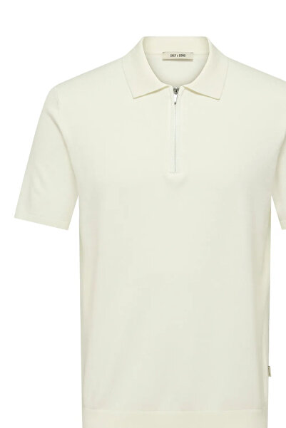 Only & Sons Men's Cloud White Polo Neck T-Shirt 22028606
