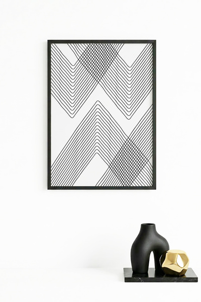 huhuli Επιτραπέζια ζωγραφιά με γεωμετρικά σχέδια με φυσικό ξύλινο πλαίσιο - Α...