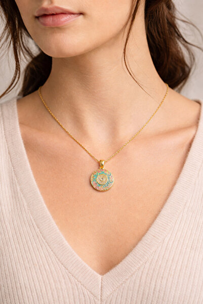 Mandala , Gold, Paslanmaz Çelik Kolye