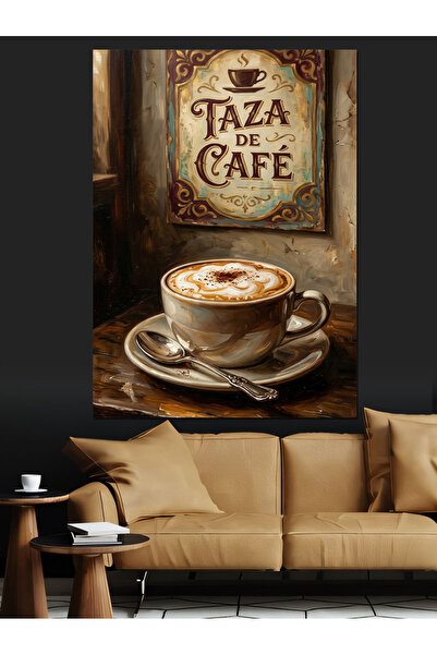 Artmeg Taza De Cafe Colțul cafelei Pânză decorativă - Masă din lemn MDF