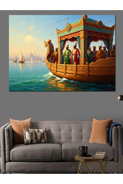 Artmeg Ottoman Figures Strolling on the Palace Gondola Decorative Canvas - Md...
