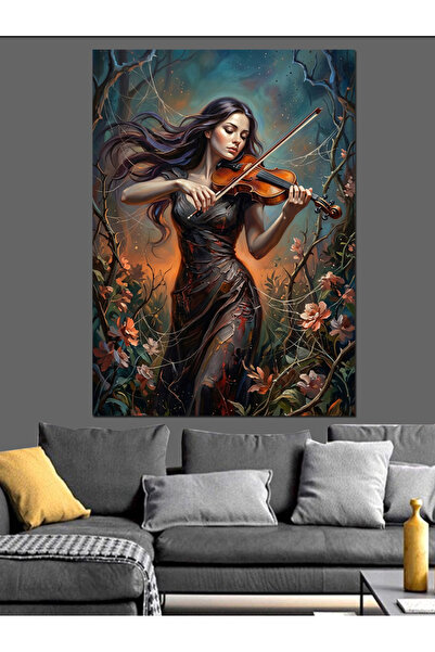 Artmeg Femeie care cântă la vioară în pădurea întunecată - Pânză decorativă -...