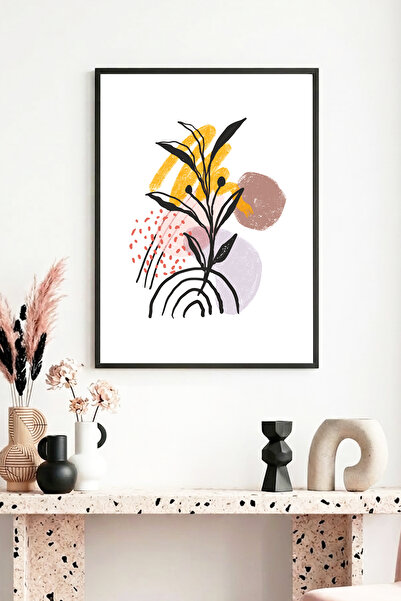 huhuli Tablou cu model floral înrămat în lemn natural - Abstract |   huhu1059