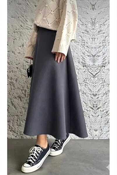 Mey Collection Women's Anthracite Knitted Scuba Crepe Hijab and Casual Skirt ...