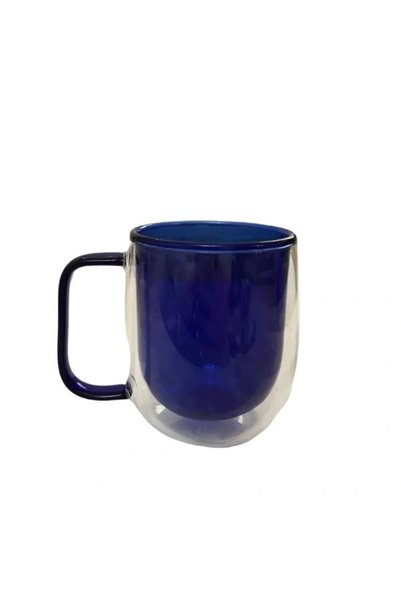 NW NessiWorld Double Walled Glass Mug Navy Blue Color