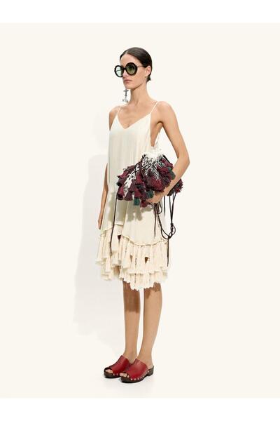 PARFOIS Kadın Püsküllü Askılı Dökümlü Elbise