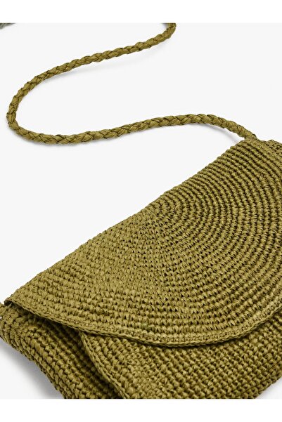 PARFOIS Kadın Hasır Efektli Kapaklı Çapraz Çanta