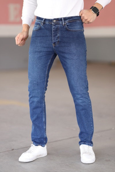 blayn jeans Ανδρικό τζιν παντελόνι σε σκούρο μπλε ναυτικό χρώμα, Urban Fit, ε...