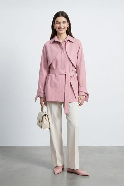 Loreen Cămașă de damă tip tunică cu guler, pelerină și curea - 20759