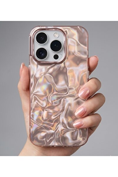 FİŞNEİLETİŞİM İPHONE 14 PROMAX UYUMLU HOLOGRAMLI ROSE GOLD KILIF