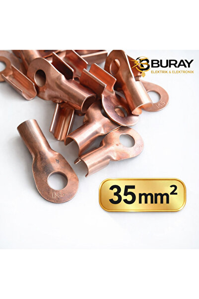 ByBuray 35 mm² Bakır Kablo Pabucu Açık Tip – Topraklama ve Enerji Bağlantı Ucu