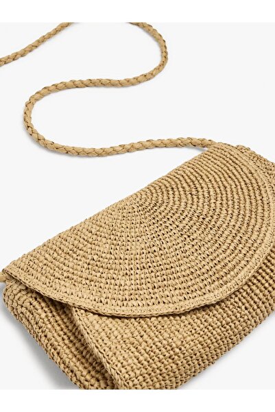 PARFOIS Kadın Hasır Efektli Kapaklı Çapraz Çanta