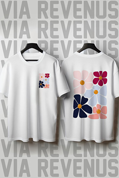 Vordevia Μπλουζάκι Unisex με φλοράλ στάμπα, λαιμόκοψη ποδηλάτου, φαρδιά γραμμ...