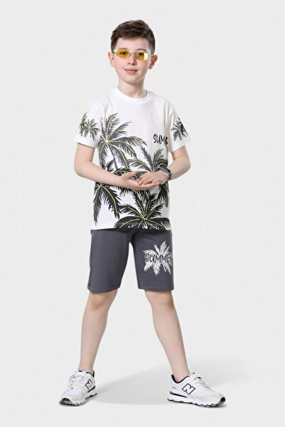 ruhaay Boys' Summer Printed Short Sleeve Crew Neck T-Shirt Shorts Top and Bot...