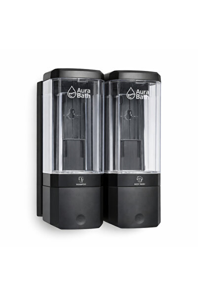 Aura Bath موزع صابون سائل مثبت على الحائط بقسمين، موزع شامبو وجل استحمام 2×50...