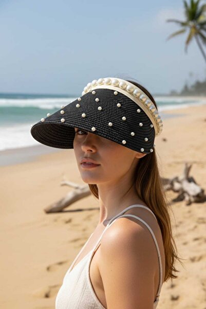 Aware Time Pearl Visor Straw Beach Tennis Hat