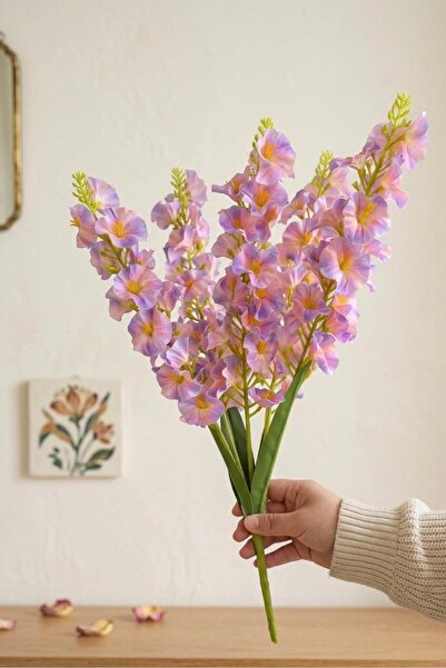 YASİMA Artificial Pink Purple Patterned Hyacinth with 5 Branches Home and Org...