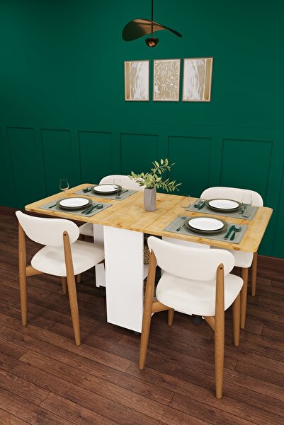 asratrend Lüks Katlanır Mutfak Yemek Masası Takımı %100 MDF Çalışma Masası Sa...