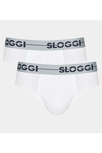 SLOGGI Set 2 Slipuri Bărbați GO Mini din Bumbac, Elastic Lat cu Logo