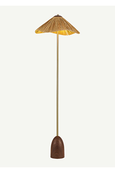 Bella Maison Valora Ahşap Hasır Şapkalı Lambader Eskitme (50x165 cm)
