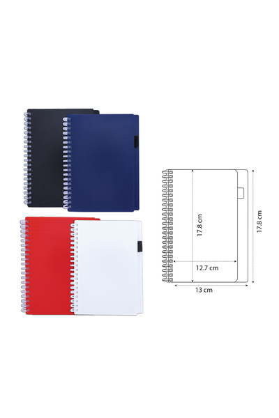 genric دفتر ملاحظات حلزوني - عبوة من 4 قطع