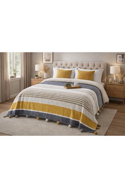 Livoras Home Merinos Colorway Tek - Çift Kişilik Ponponlu Battaniye
