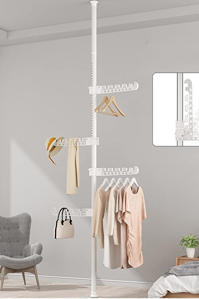 TechnoStation Teleskopik Tavandan Tabana Sıkıştırmalı Ayarlanabilir Elbise As...