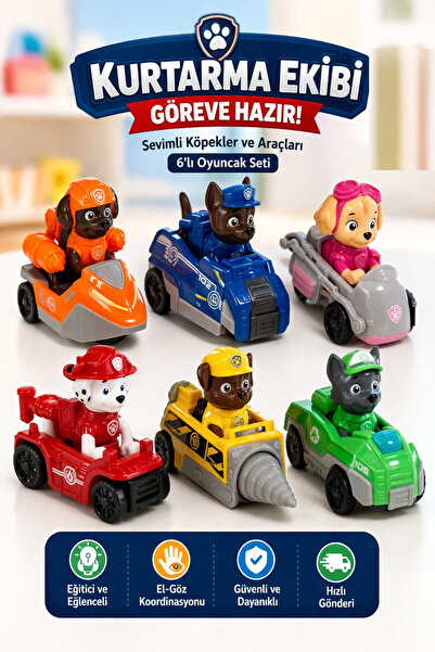 Pofika Paw Petrol Devriye Köpekleri Figür Karakter Oyuncak Seti 6 Parça Harek...