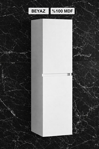 Multi Series 35x130 cm Beyaz Asma Banyo Boy Dolabı - Çok Amaçlı MDF Banyo Dolabı